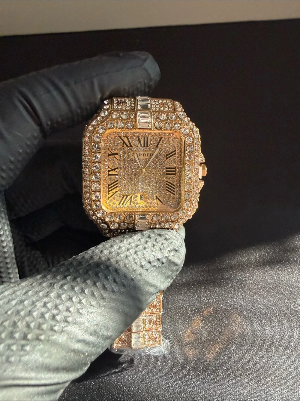 Gold Tone Pavé Crystal Square Face Bracelet Watch